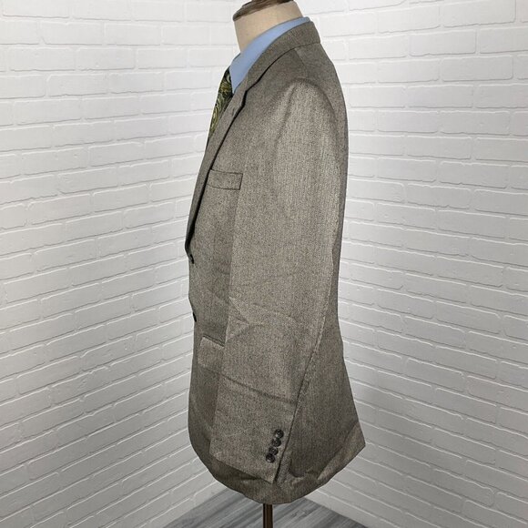 Jos A Bank Blazer Men 40R Brown Herringbone Signature‎ Classic Silk Camel Hair - Picture 3 of 12